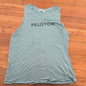 Peloton Black and Green Sleeveless Muscle Tee Relaxed Fit